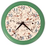 Music Notes Pattern Cinnamon Color Color Wall Clock Front