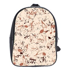 Music Notes Pattern Cinnamon Color School Bag (large) by SpinnyChairDesigns