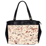 Music Notes Pattern Cinnamon Color Oversize Office Handbag (2 Sides) Front