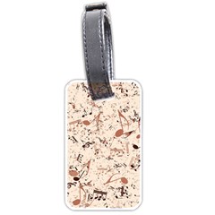 Music Notes Pattern Cinnamon Color Luggage Tag (one Side) by SpinnyChairDesigns