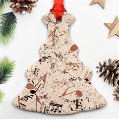 Music Notes Pattern Cinnamon Color Christmas Tree Ornament (two Sides) by SpinnyChairDesigns