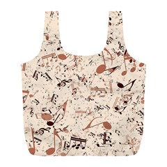 Music Notes Pattern Cinnamon Color Full Print Recycle Bag (l) by SpinnyChairDesigns