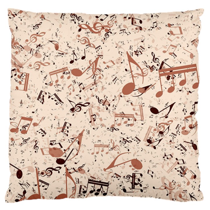 Music Notes Pattern Cinnamon Color Standard Flano Cushion Case (One Side)