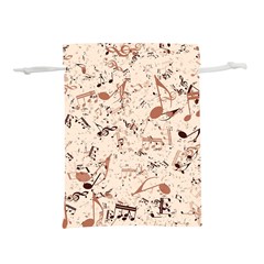 Music Notes Pattern Cinnamon Color Lightweight Drawstring Pouch (l) by SpinnyChairDesigns