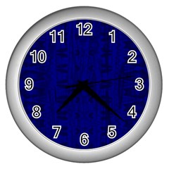 Cobalt Blue Color Batik Wall Clock (silver) by SpinnyChairDesigns