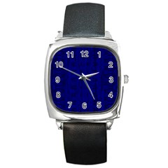 Cobalt Blue Color Batik Square Metal Watch by SpinnyChairDesigns