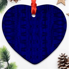 Cobalt Blue Color Batik Heart Ornament (two Sides) by SpinnyChairDesigns