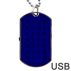 Cobalt Blue Color Batik Dog Tag Usb Flash (two Sides) by SpinnyChairDesigns