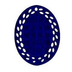 Cobalt Blue Color Batik Oval Filigree Ornament (two Sides) by SpinnyChairDesigns