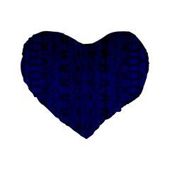 Cobalt Blue Color Batik Standard 16  Premium Flano Heart Shape Cushions