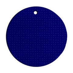 Navy Blue Color Polka Dots Ornament (round) by SpinnyChairDesigns