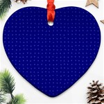 Navy Blue Color Polka Dots Ornament (Heart) Front