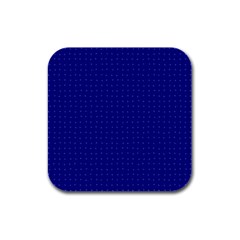 Navy Blue Color Polka Dots Rubber Square Coaster (4 Pack)  by SpinnyChairDesigns