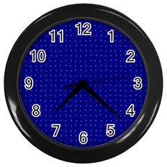 Navy Blue Color Polka Dots Wall Clock (black) by SpinnyChairDesigns