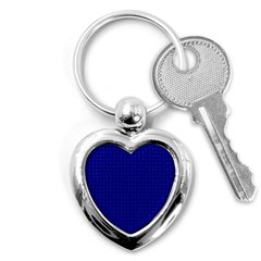 Navy Blue Color Polka Dots Key Chain (heart) by SpinnyChairDesigns