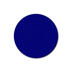 Navy Blue Color Polka Dots Rubber Coaster (round)  by SpinnyChairDesigns