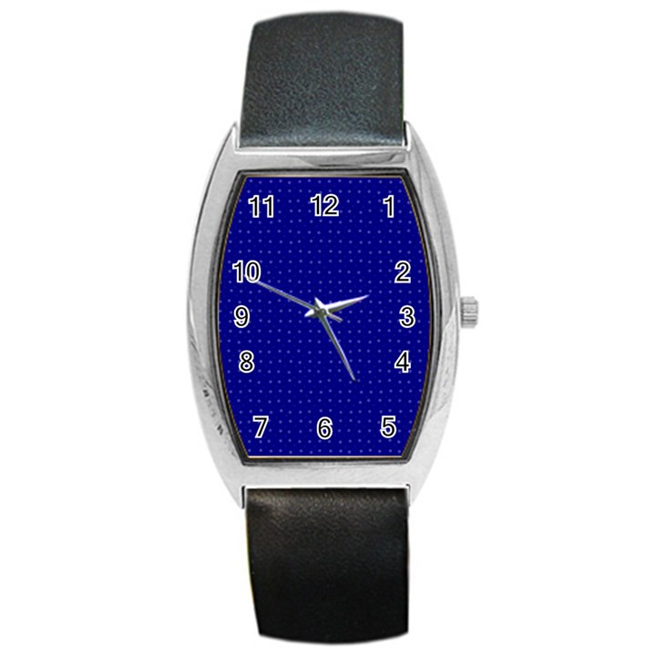 Navy Blue Color Polka Dots Barrel Style Metal Watch