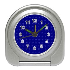 Navy Blue Color Polka Dots Travel Alarm Clock by SpinnyChairDesigns