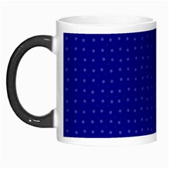 Navy Blue Color Polka Dots Morph Mugs by SpinnyChairDesigns