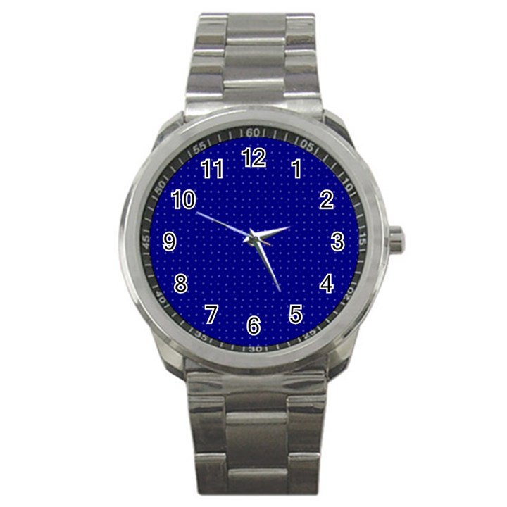 Navy Blue Color Polka Dots Sport Metal Watch