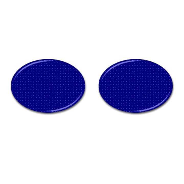 Navy Blue Color Polka Dots Cufflinks (Oval)