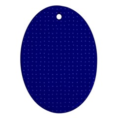 Navy Blue Color Polka Dots Oval Ornament (two Sides) by SpinnyChairDesigns