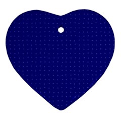 Navy Blue Color Polka Dots Heart Ornament (two Sides) by SpinnyChairDesigns