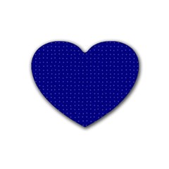 Navy Blue Color Polka Dots Heart Coaster (4 Pack)  by SpinnyChairDesigns