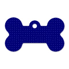 Navy Blue Color Polka Dots Dog Tag Bone (one Side) by SpinnyChairDesigns