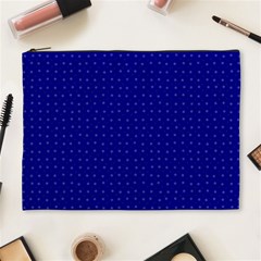 Navy Blue Color Polka Dots Cosmetic Bag (xl) by SpinnyChairDesigns