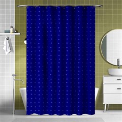 Navy Blue Color Polka Dots Shower Curtain 48  X 72  (small)  by SpinnyChairDesigns