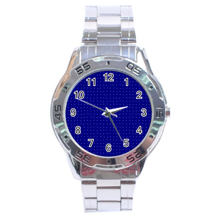 Navy Blue Color Polka Dots Stainless Steel Analogue Watch