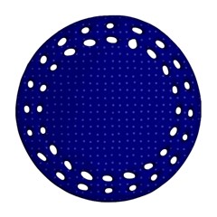 Navy Blue Color Polka Dots Ornament (round Filigree) by SpinnyChairDesigns