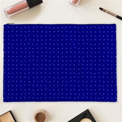 Navy Blue Color Polka Dots Cosmetic Bag (xxl) by SpinnyChairDesigns