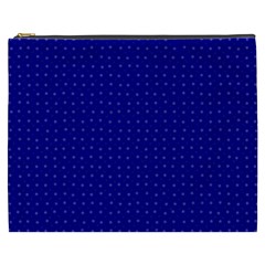 Navy Blue Color Polka Dots Cosmetic Bag (xxxl) by SpinnyChairDesigns