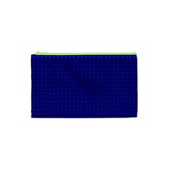 Navy Blue Color Polka Dots Cosmetic Bag (xs) by SpinnyChairDesigns