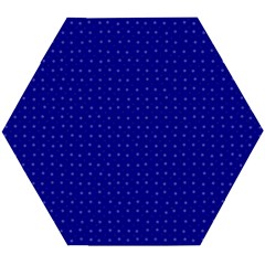 Navy Blue Color Polka Dots Wooden Puzzle Hexagon by SpinnyChairDesigns