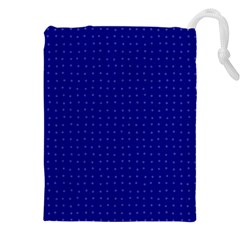 Navy Blue Color Polka Dots Drawstring Pouch (5xl) by SpinnyChairDesigns