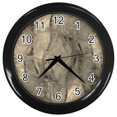 Abstract Tan Beige Texture Wall Clock (black) by SpinnyChairDesigns