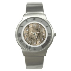 Abstract Tan Beige Texture Stainless Steel Watch