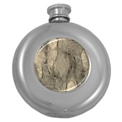 Abstract Tan Beige Texture Round Hip Flask (5 Oz) by SpinnyChairDesigns