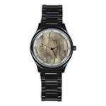 Abstract Tan Beige Texture Stainless Steel Round Watch Front