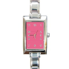 Blush Pink Color Stripes Rectangle Italian Charm Watch by SpinnyChairDesigns