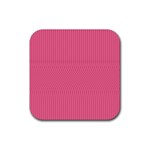 Blush Pink Color Stripes Rubber Coaster (Square)  Front