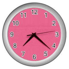 Blush Pink Color Stripes Wall Clock (silver) by SpinnyChairDesigns