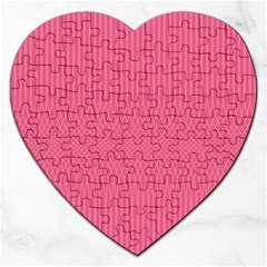 Blush Pink Color Stripes Jigsaw Puzzle (heart) by SpinnyChairDesigns