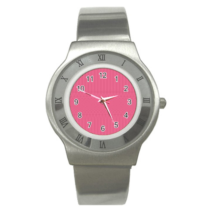 Blush Pink Color Stripes Stainless Steel Watch