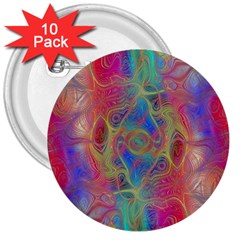 Boho Tie Dye Rainbow 3  Buttons (10 Pack)  by SpinnyChairDesigns