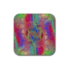 Boho Tie Dye Rainbow Rubber Coaster (square)  by SpinnyChairDesigns