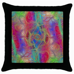 Boho Tie Dye Rainbow Throw Pillow Case (black) by SpinnyChairDesigns